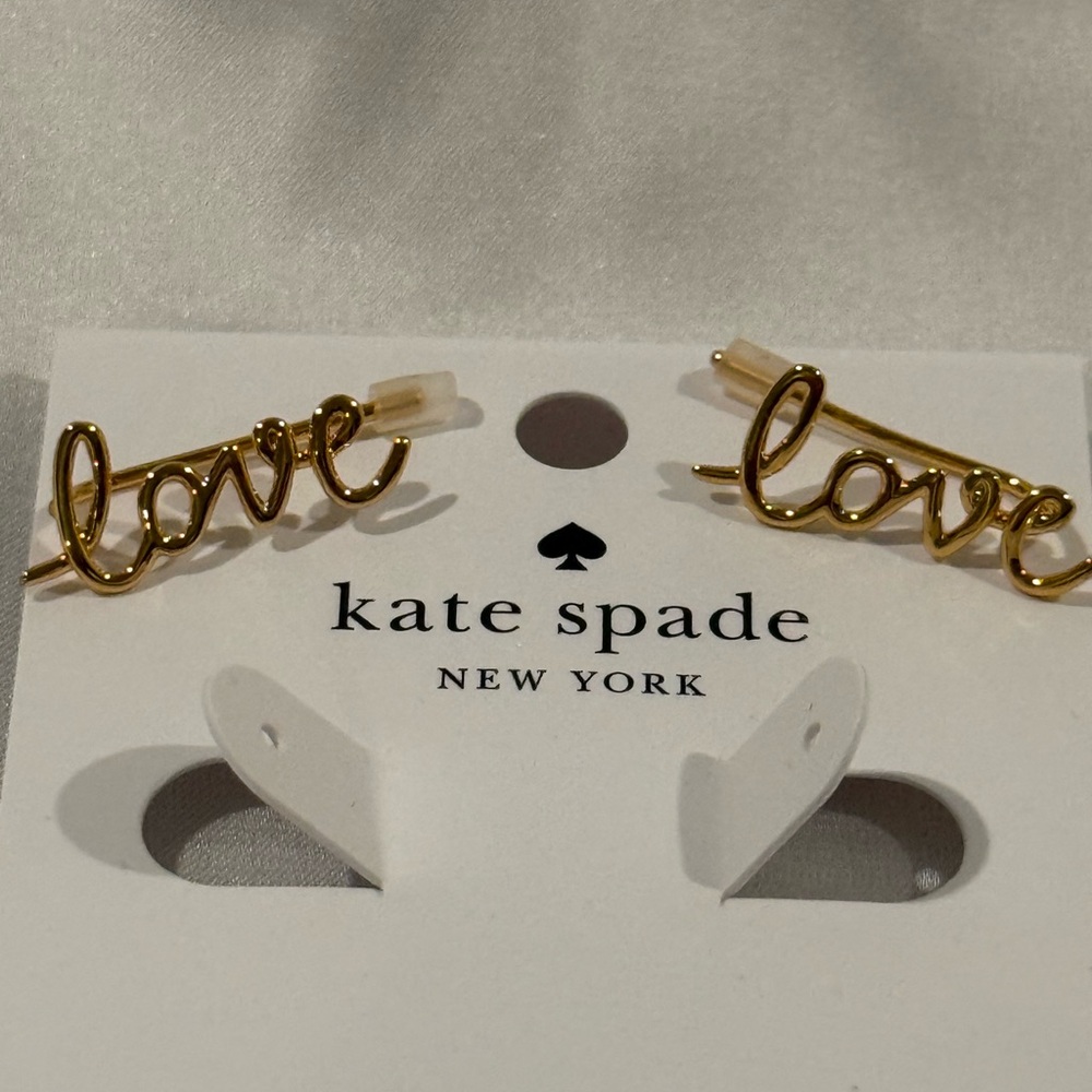 ♠️ kate spade Gold 'love' Say Yes Stud Earrings NWT